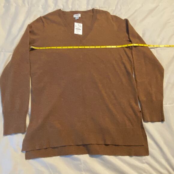 J Crew Sweater Small NEW Tan V Neck Wool Blend Tunic Re-Imagined - Picture 11 of 16